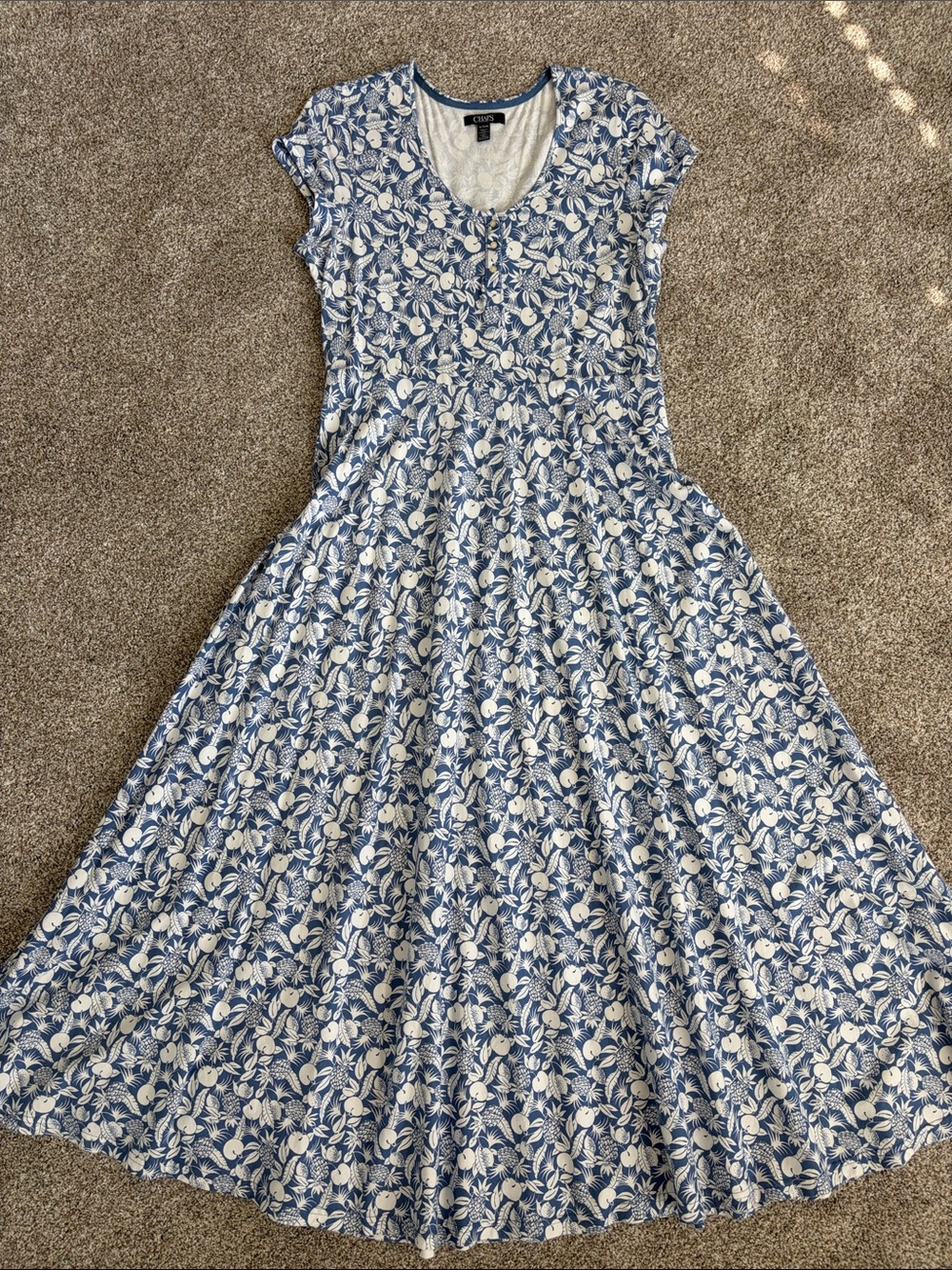 Chaps Blue and White Floral V-Neck Maxi Dress - Picture 3 of 6